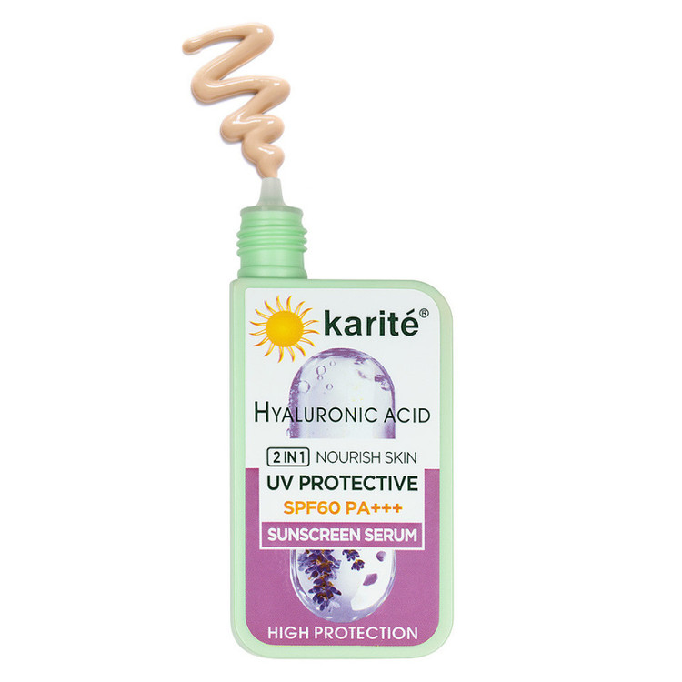 سرم ضد آفتاب رنگی کاریته حاوی هیالورونیک اسید SPF60 حجم 60 میل