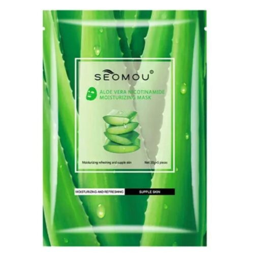 ماسک ورقه ای صورت SEOMOU رایحه  آلوئه ورا و نیکوتین آمید