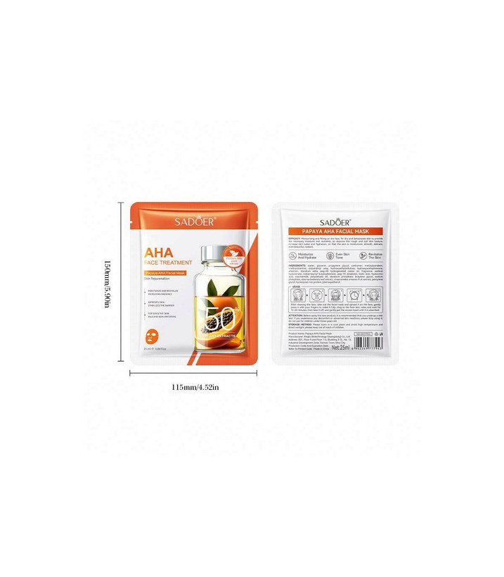 ماسک ورقهای صورت AHA پاپایا سادور SADOER Papaya AHA Facial Maskسادور