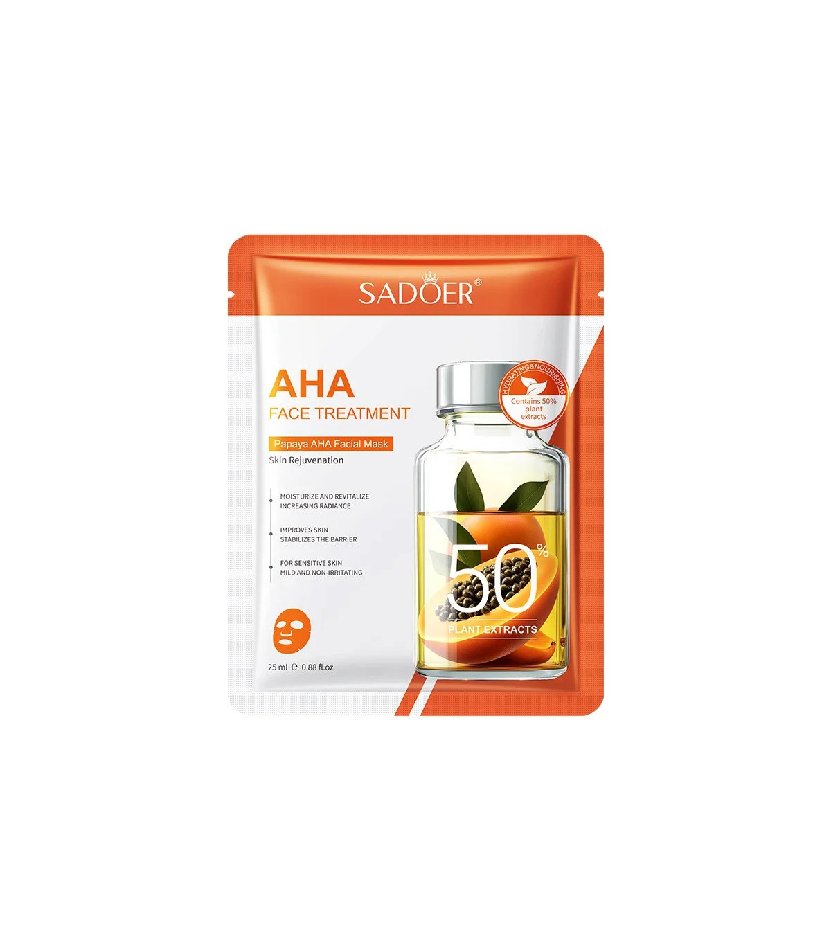 ماسک ورقه‌ای صورت AHA پاپایا سادور SADOER Papaya AHA Facial Maskسادور