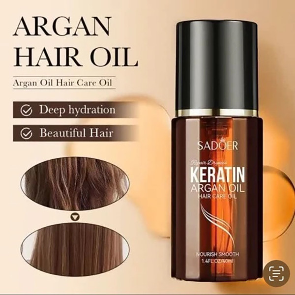 روغن آرگان کراتین سادور مدل آبرسان و نرم کننده ی مو حجم ۴۰ میل
