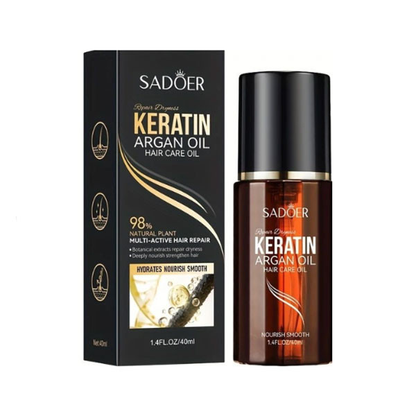 روغن آرگان کراتین سادور مدل آبرسان و نرم کننده ی مو حجم ۴۰ میل
